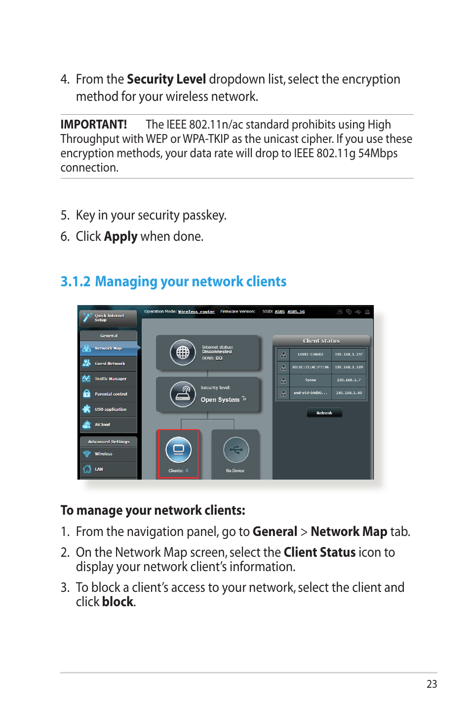 2 managing your network clients | Asus RT-N66W User Manual | Page 23 / 130