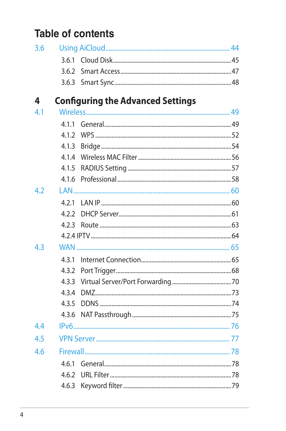 Asus RT-N66W User Manual | Page 4 / 130