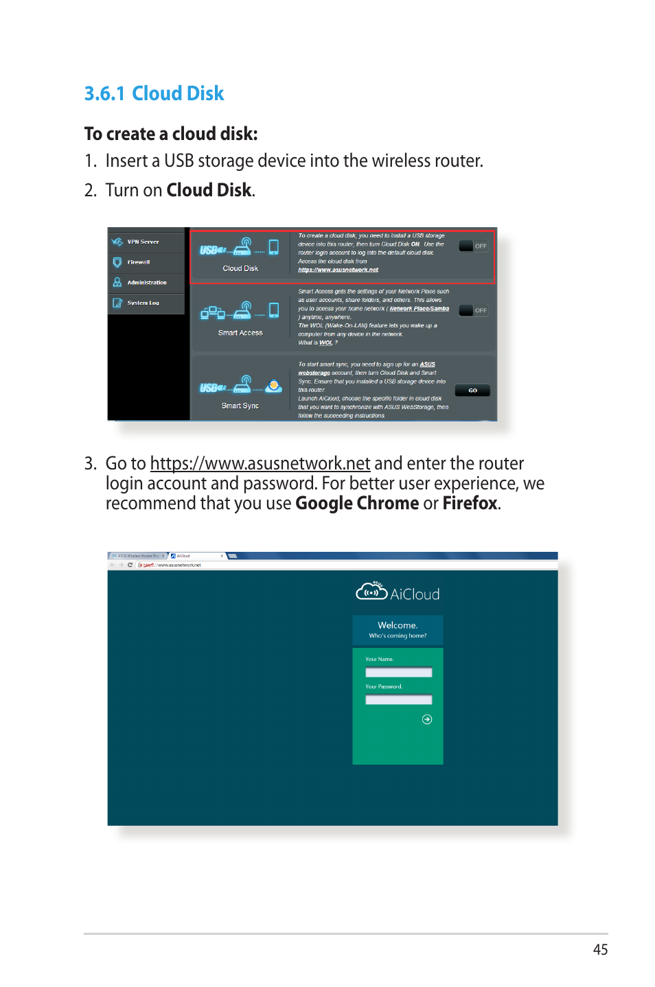 1 cloud disk | Asus RT-N66W User Manual | Page 45 / 130