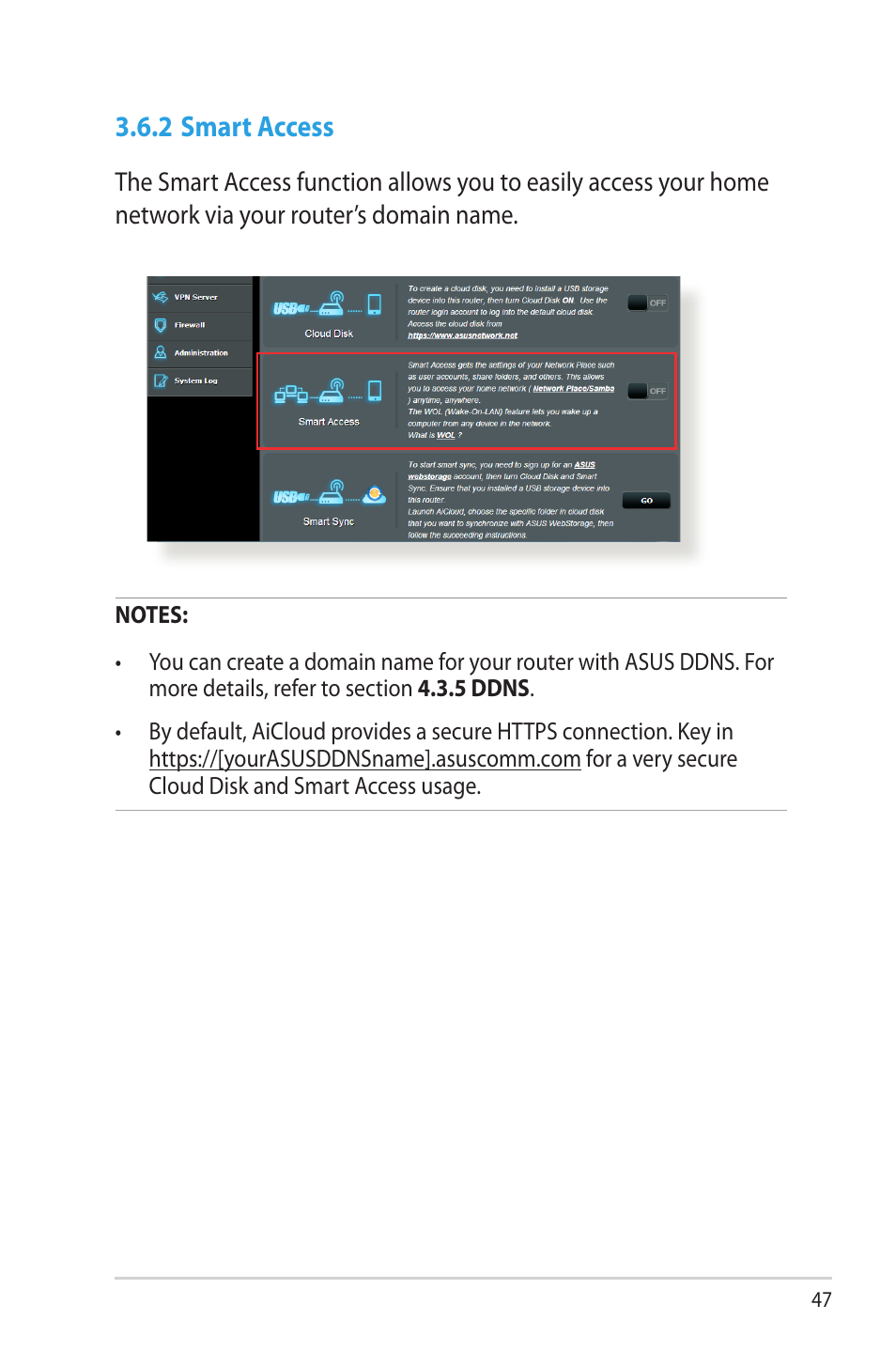 2 smart access | Asus RT-N66W User Manual | Page 47 / 130