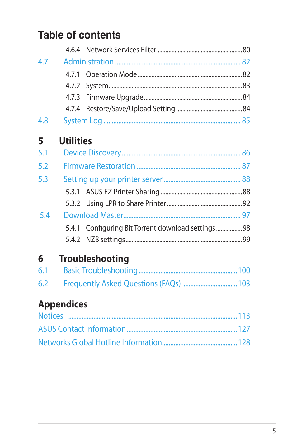 Asus RT-N66W User Manual | Page 5 / 130