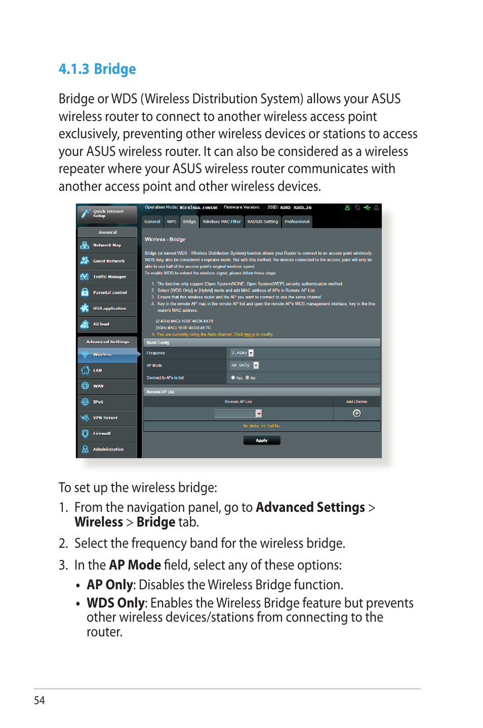 3 bridge | Asus RT-N66W User Manual | Page 54 / 130