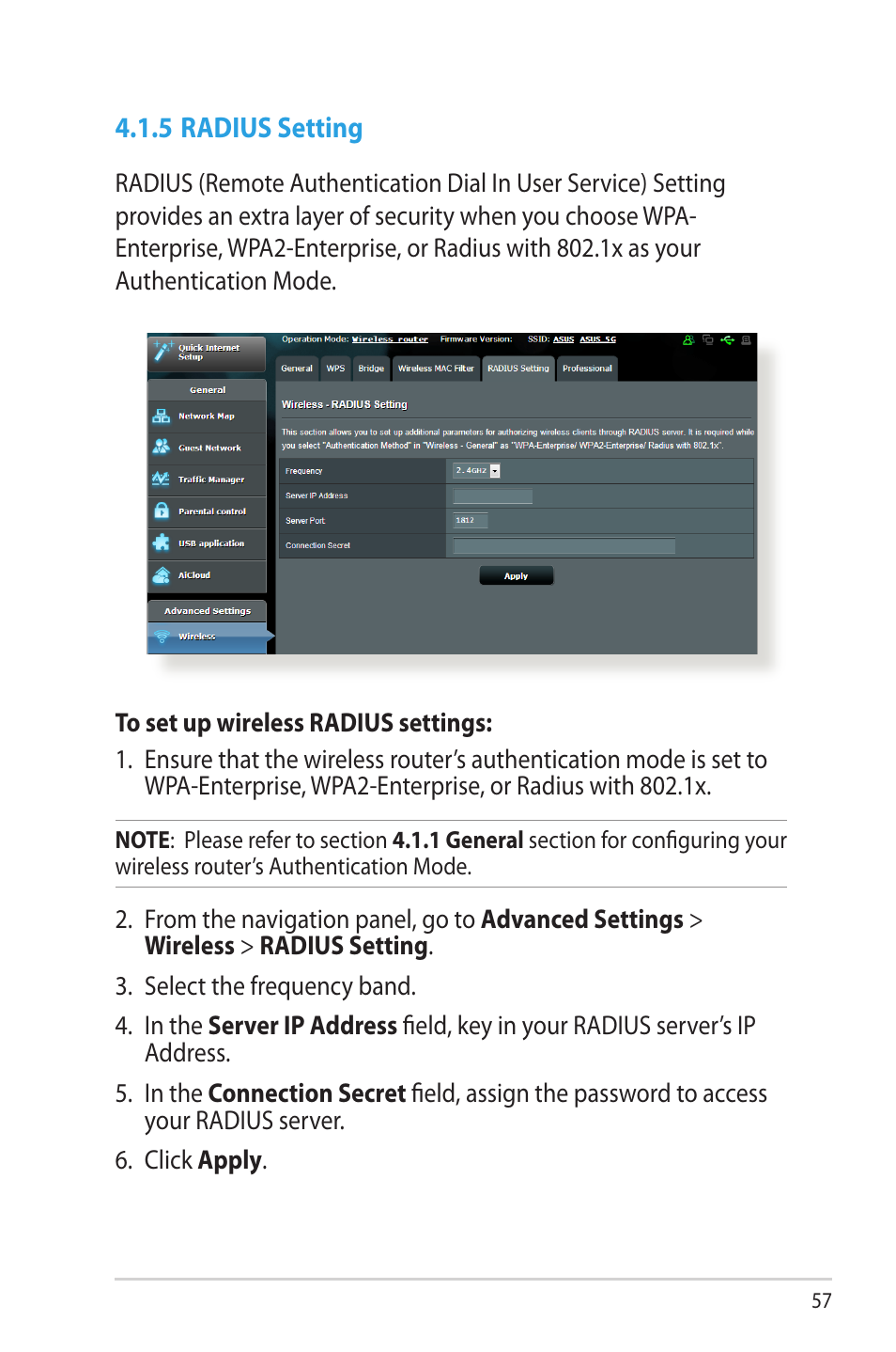 5 radius setting | Asus RT-N66W User Manual | Page 57 / 130