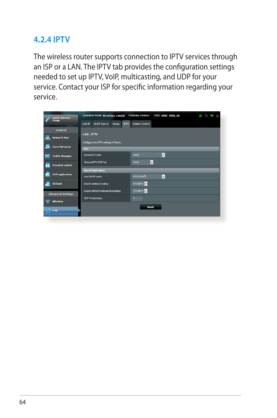 4 iptv | Asus RT-N66W User Manual | Page 64 / 130