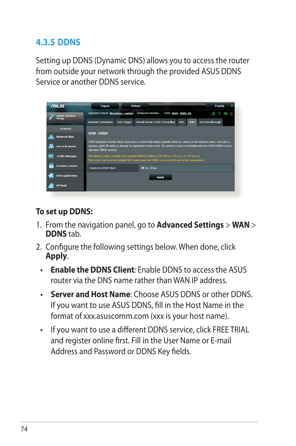 5 ddns | Asus RT-N66W User Manual | Page 74 / 130