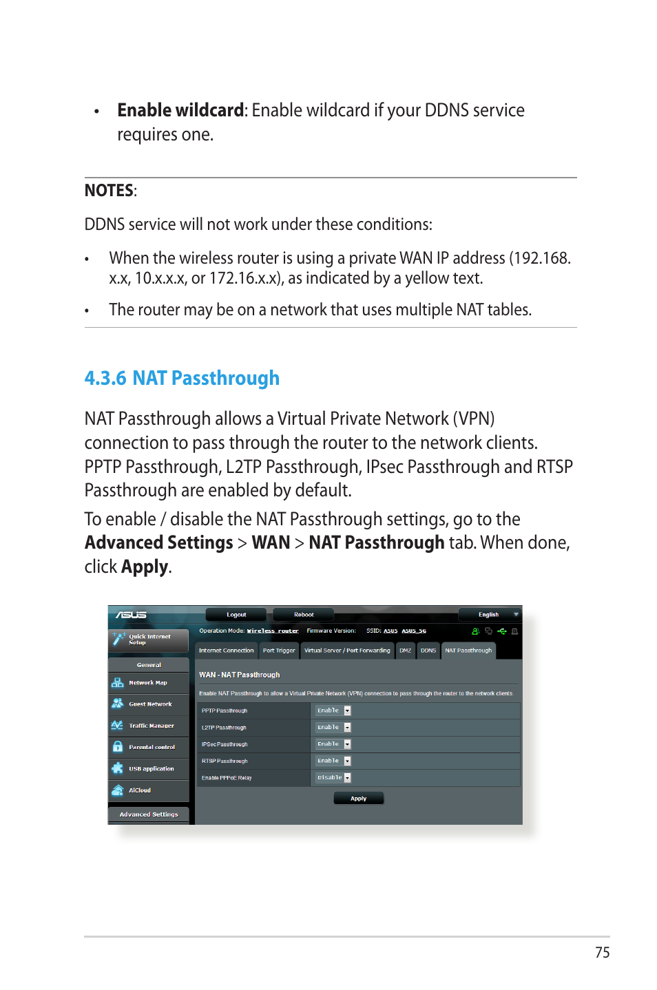 6 nat passthrough | Asus RT-N66W User Manual | Page 75 / 130