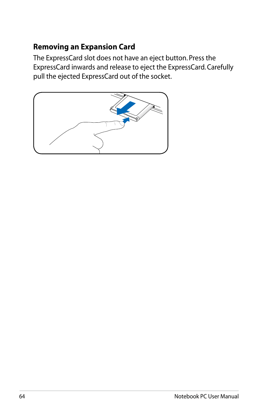 Removing an expansion card | Asus B53J User Manual | Page 64 / 126