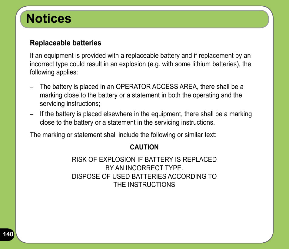 Notices | Asus P735 User Manual | Page 140 / 150