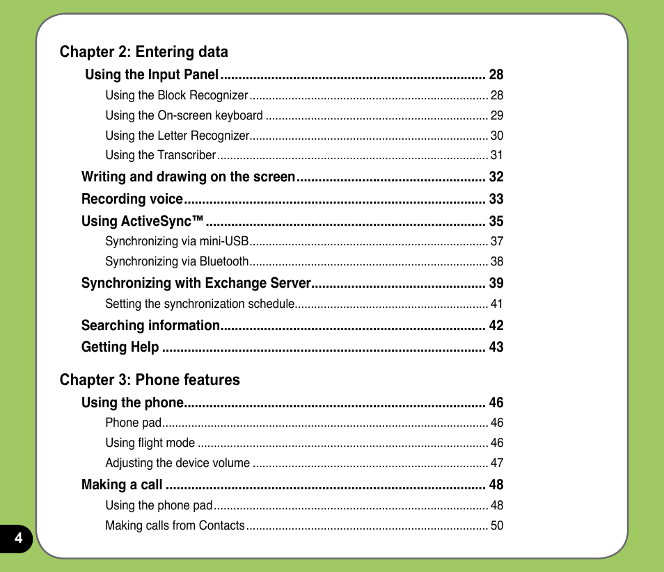 Asus P735 User Manual | Page 4 / 150