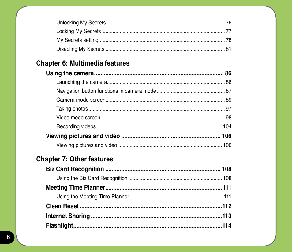 Asus P735 User Manual | Page 6 / 150