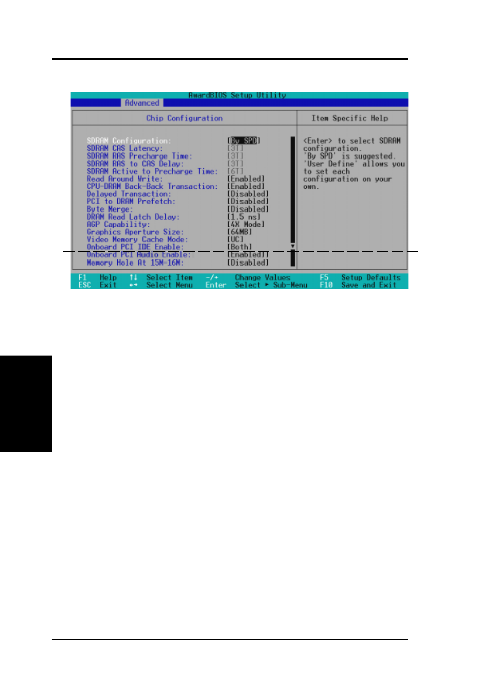 Bios setup, 1 chip configuration | Asus TUV4X User Manual | Page 62 / 94