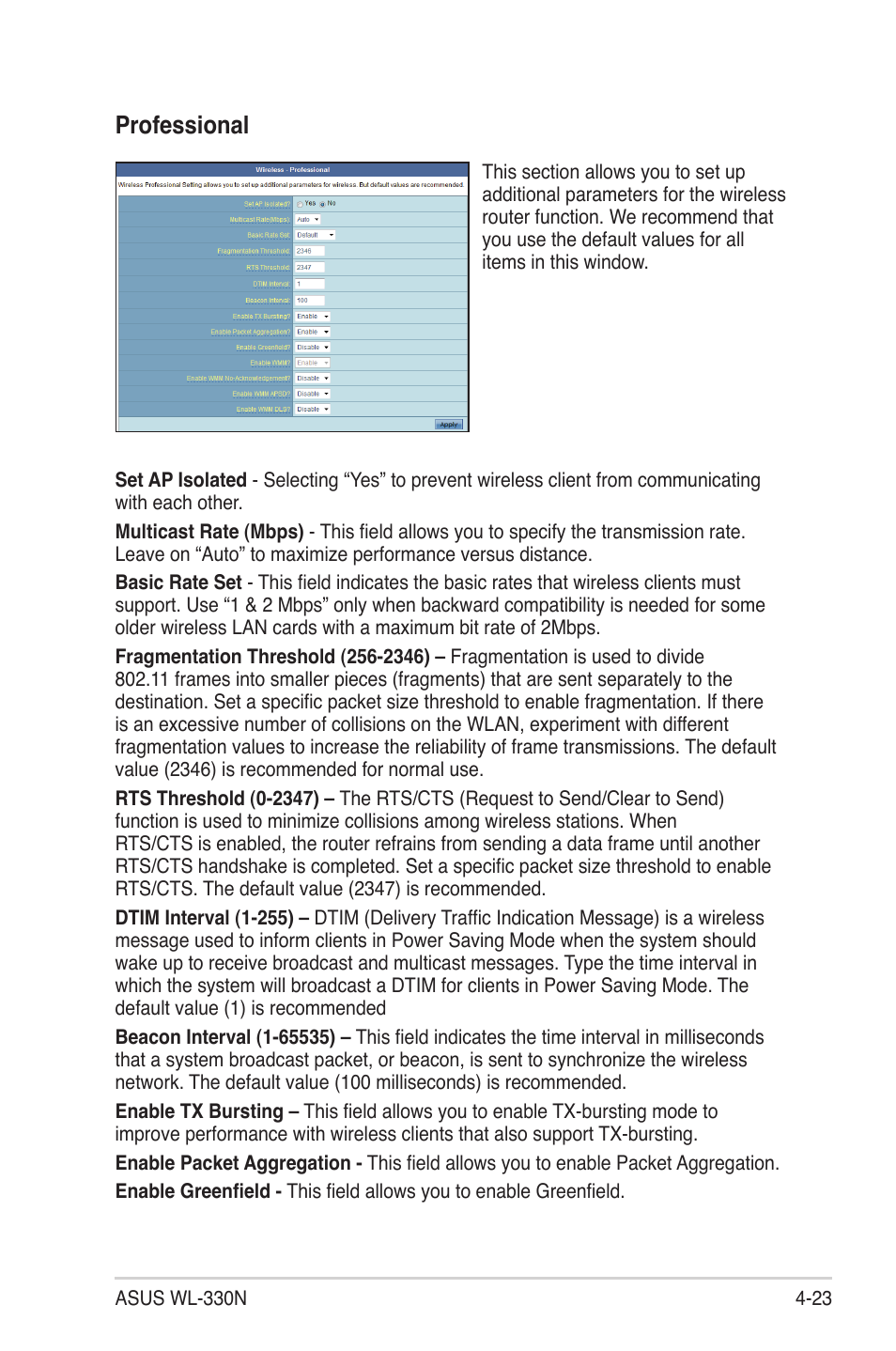 Professional | Asus WL-330N User Manual | Page 47 / 68