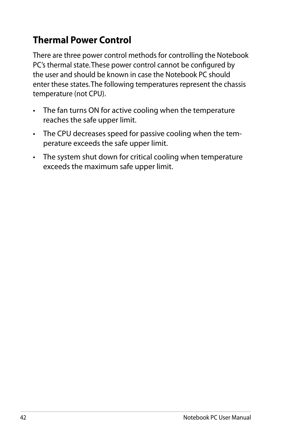 Thermal power control | Asus R701VZ User Manual | Page 42 / 122