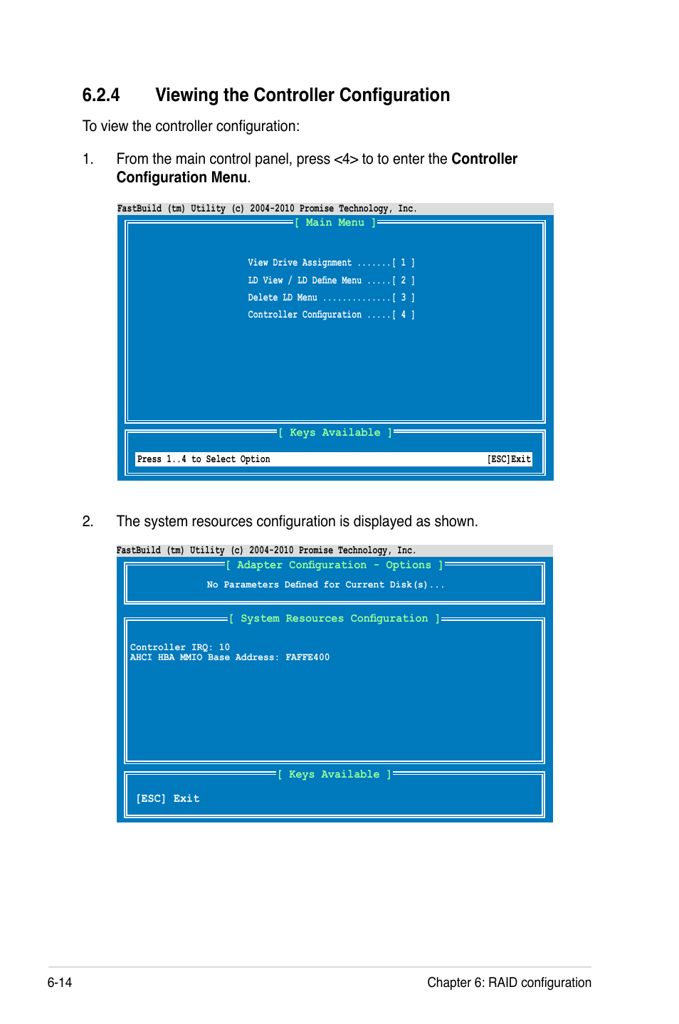 4 viewing the controller configuration, Viewing the controller configuration -14 | Asus RS500A-S6/PS4 User Manual | Page 118 / 142