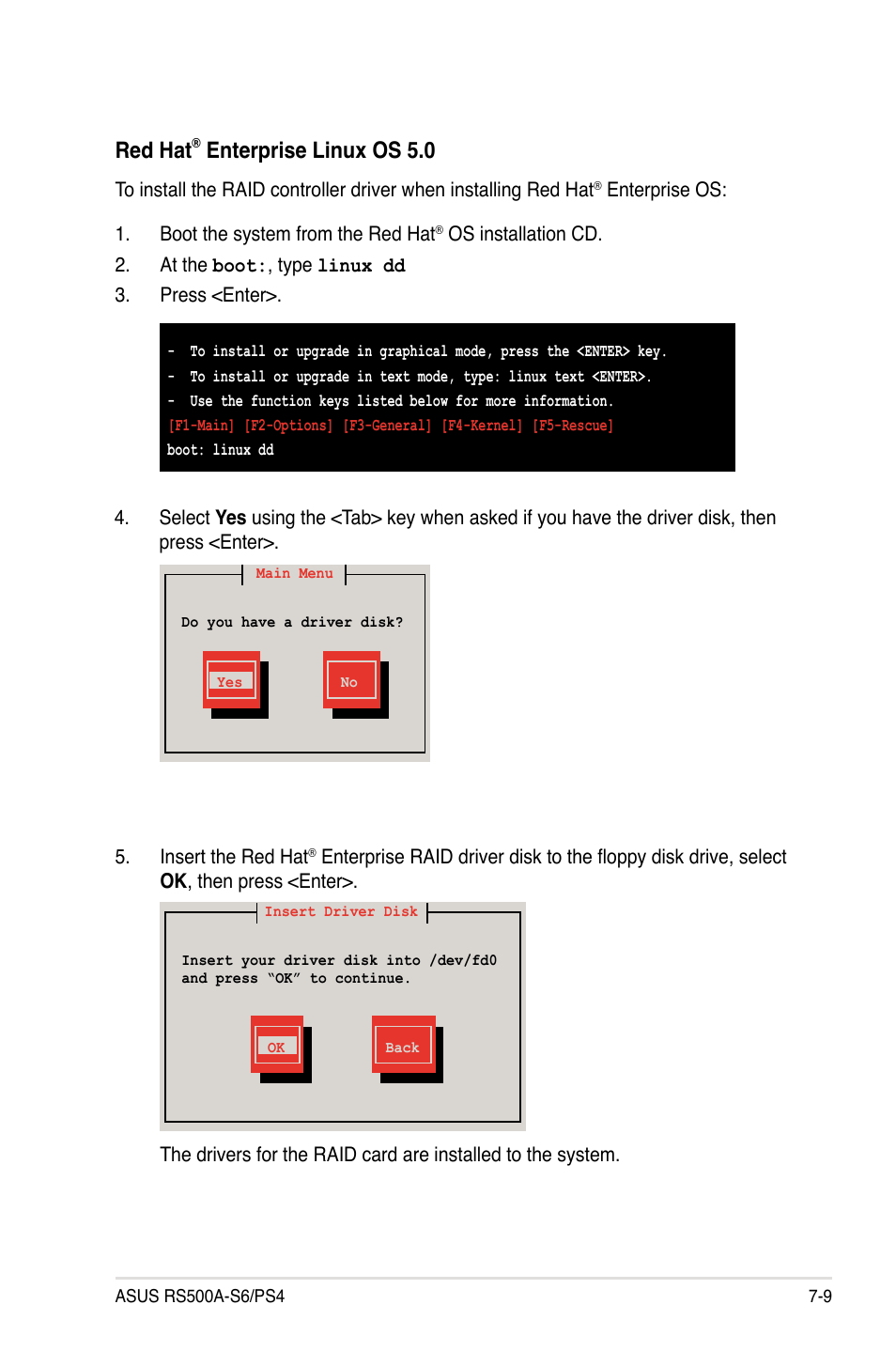 Red hat, Enterprise linux os 5.0 | Asus RS500A-S6/PS4 User Manual | Page 127 / 142
