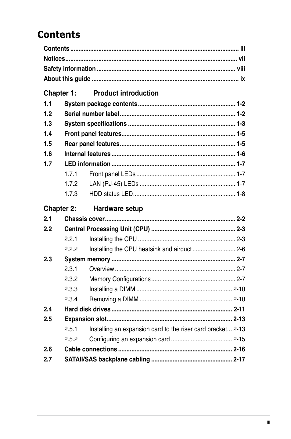 Asus RS500A-S6/PS4 User Manual | Page 3 / 142