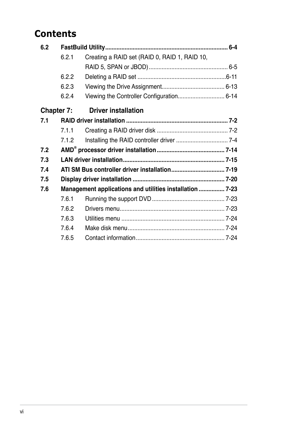 Asus RS500A-S6/PS4 User Manual | Page 6 / 142