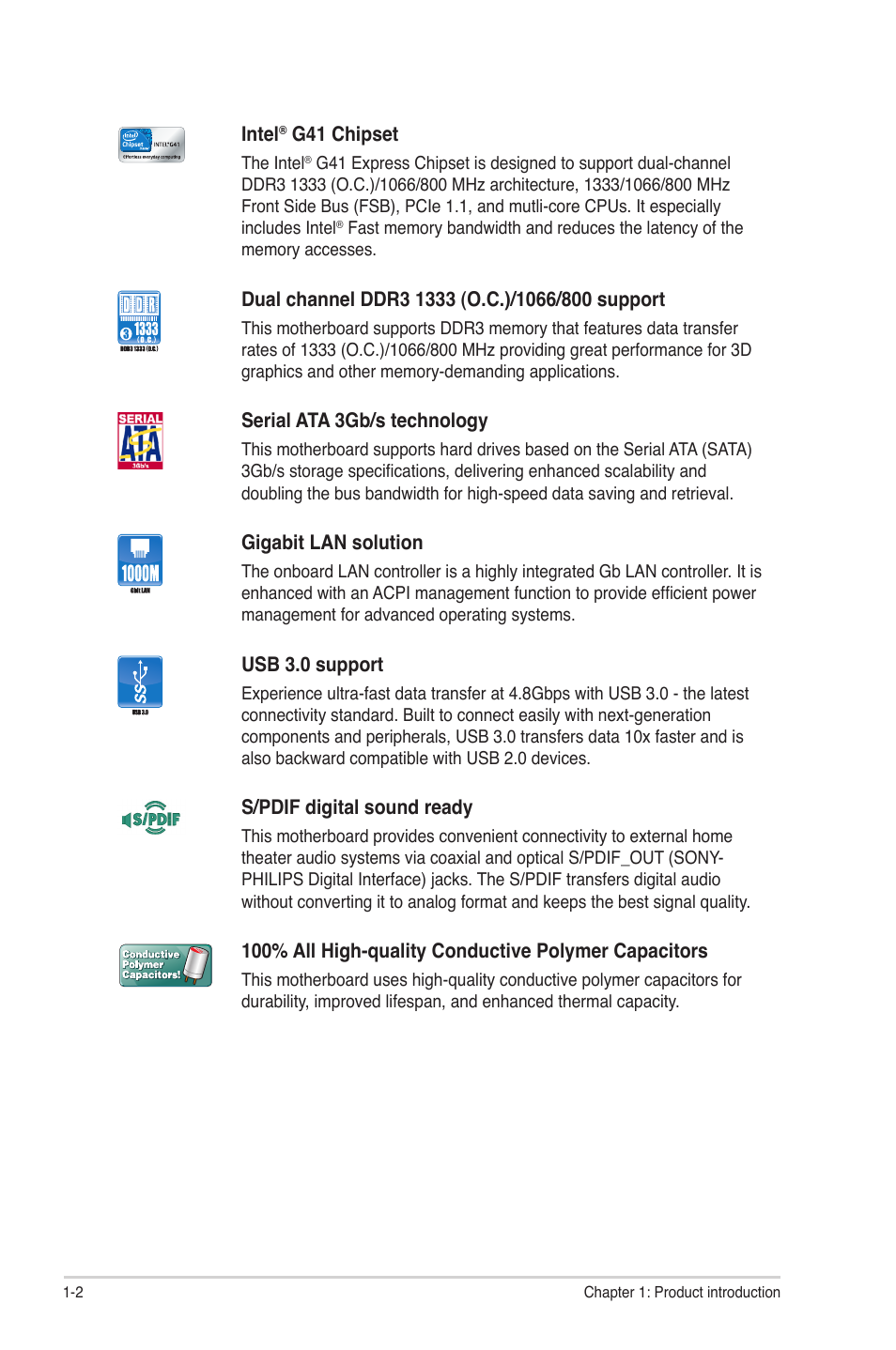 Asus P5G41T-M/USB3 User Manual | Page 12 / 62