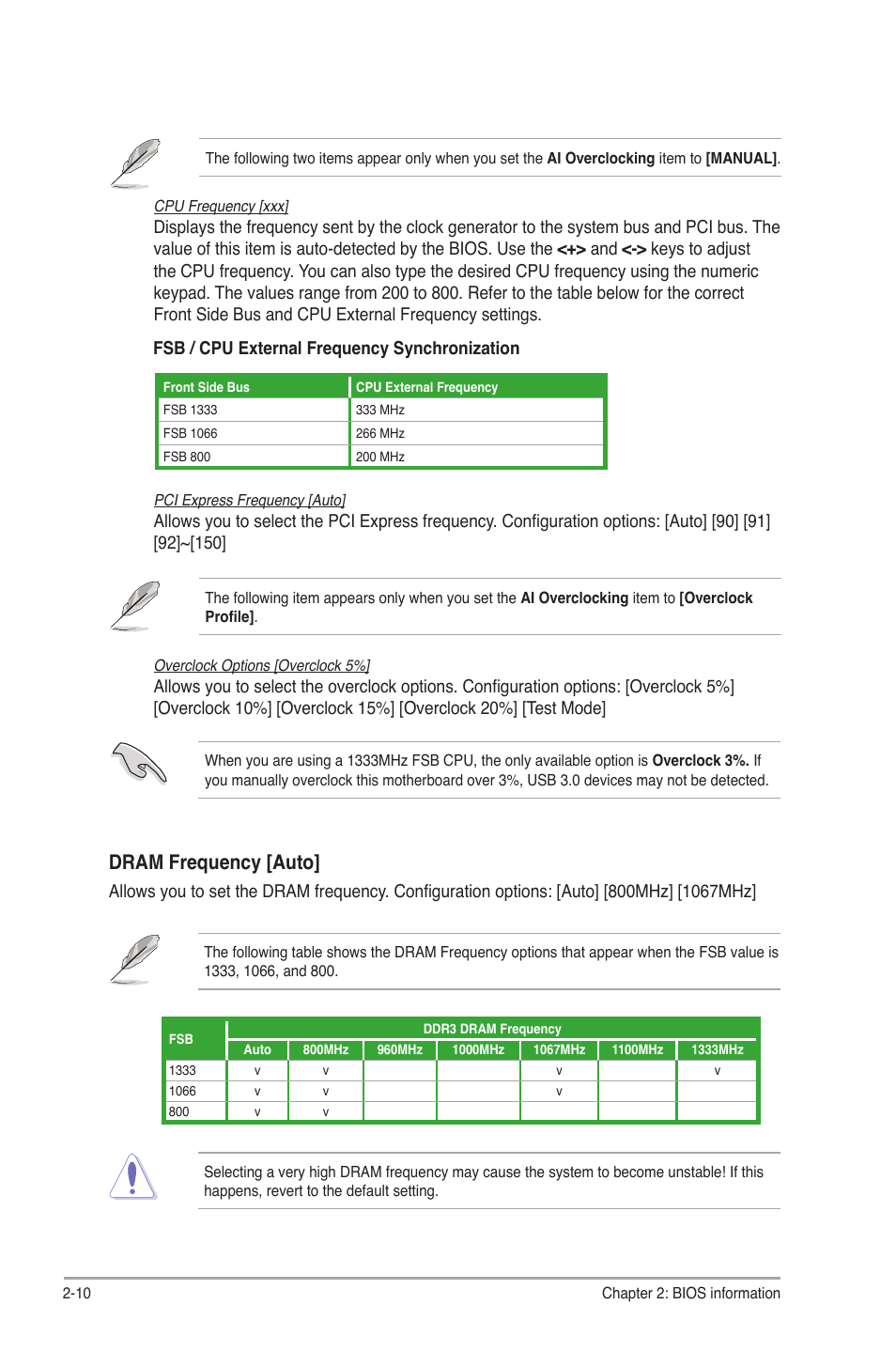 Dram frequency [auto | Asus P5G41T-M/USB3 User Manual | Page 48 / 62