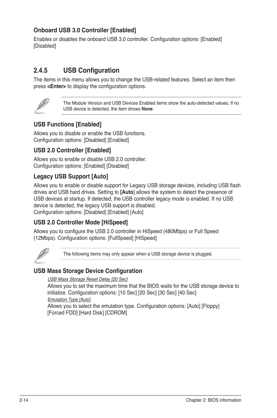 5 usb configuration, Usb configuration -14 | Asus P5G41T-M/USB3 User Manual | Page 52 / 62