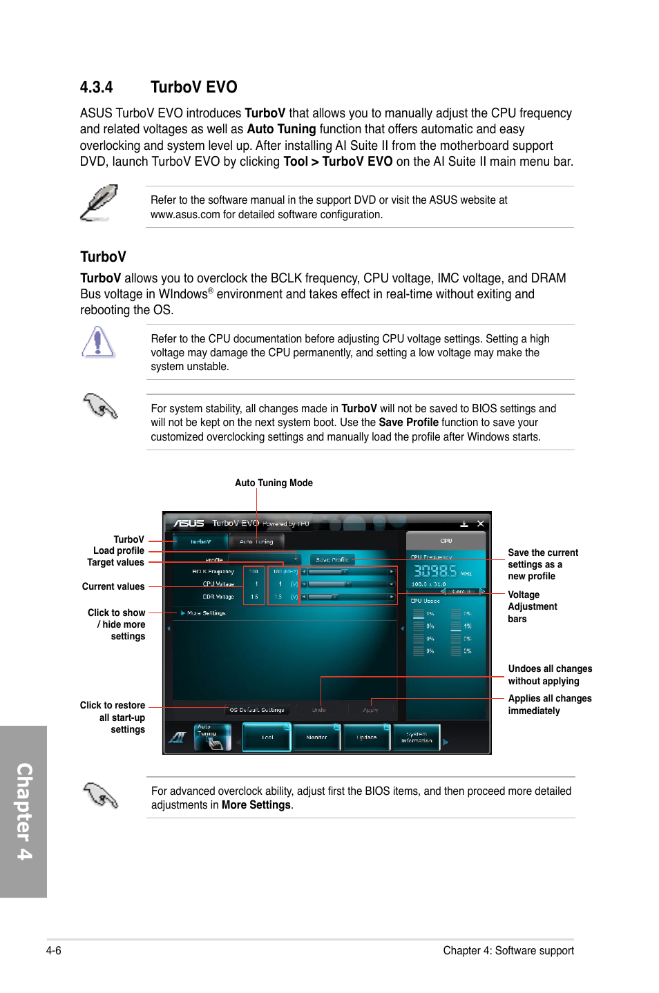 Chapter 4, 4 turbov evo, Turbov | Asus P8P67 PRO User Manual | Page 106 / 132