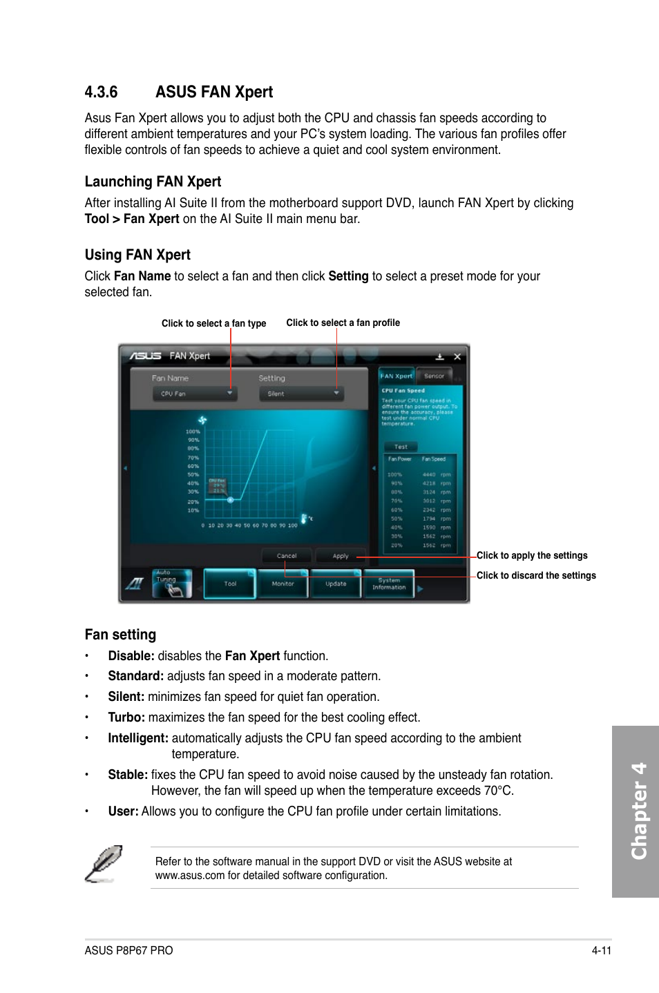 Chapter 4, 6 asus fan xpert | Asus P8P67 PRO User Manual | Page 111 / 132