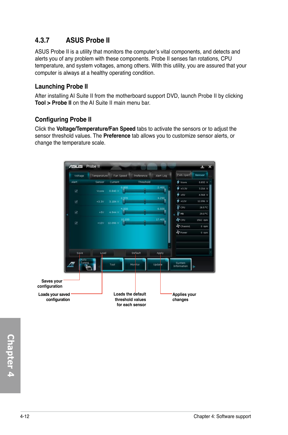 Chapter 4, 7 asus probe ii | Asus P8P67 PRO User Manual | Page 112 / 132