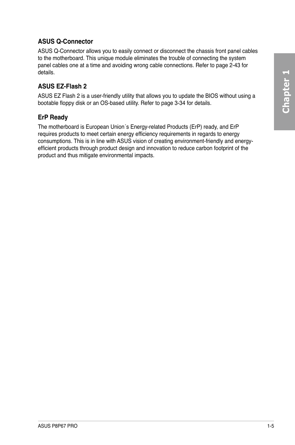 Chapter 1 | Asus P8P67 PRO User Manual | Page 17 / 132