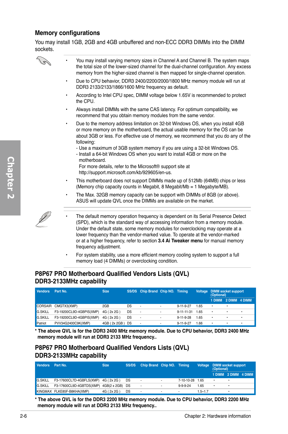 Chapter 2 | Asus P8P67 PRO User Manual | Page 24 / 132