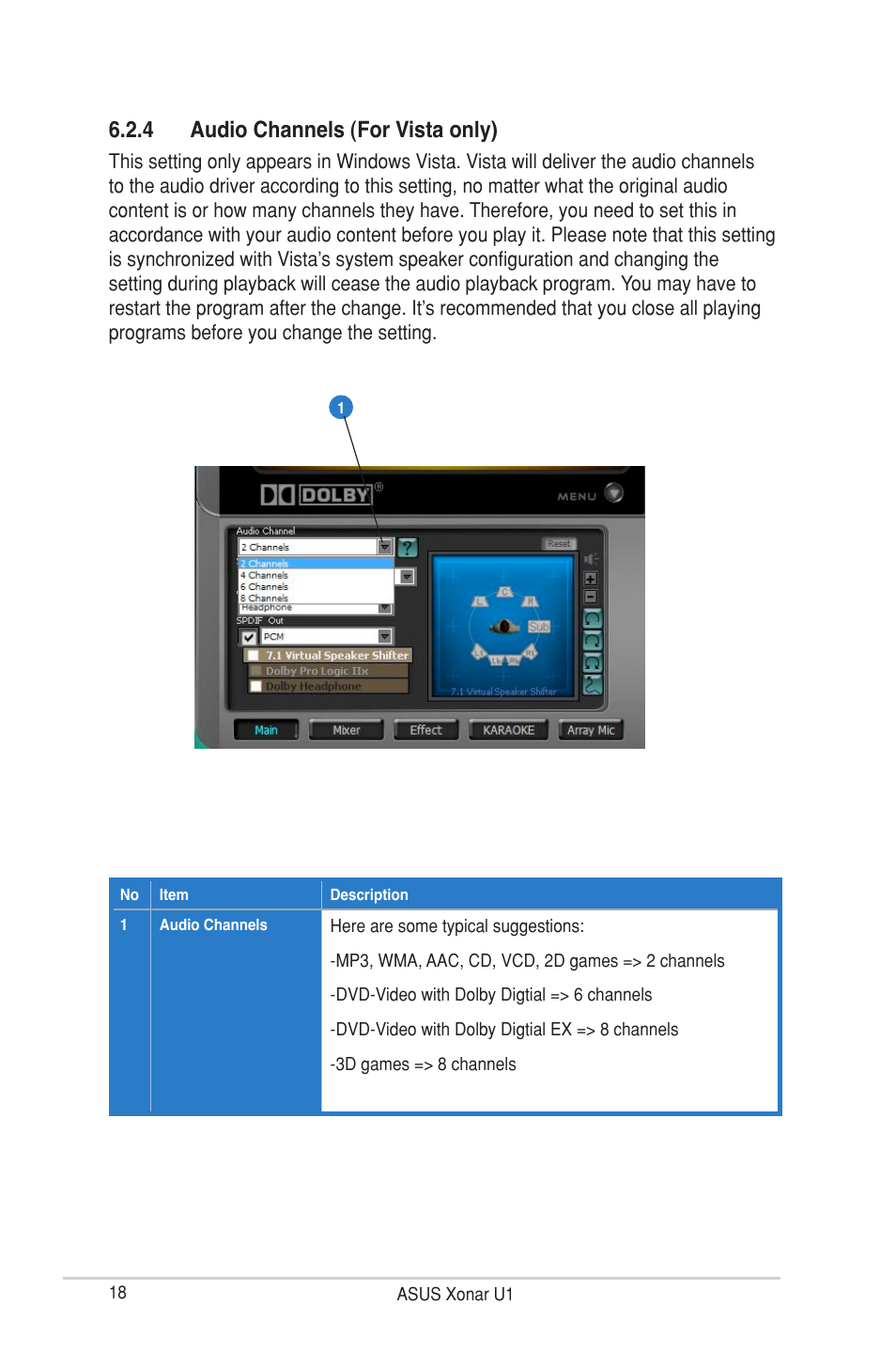 4 audio channels (for vista only) | Asus Xonar U1 User Manual | Page 24 / 48