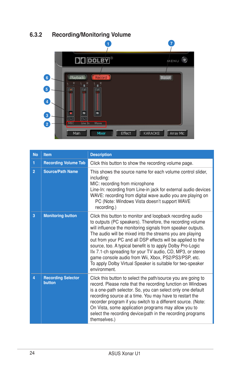 2 recording/monitoring volume | Asus Xonar U1 User Manual | Page 30 / 48