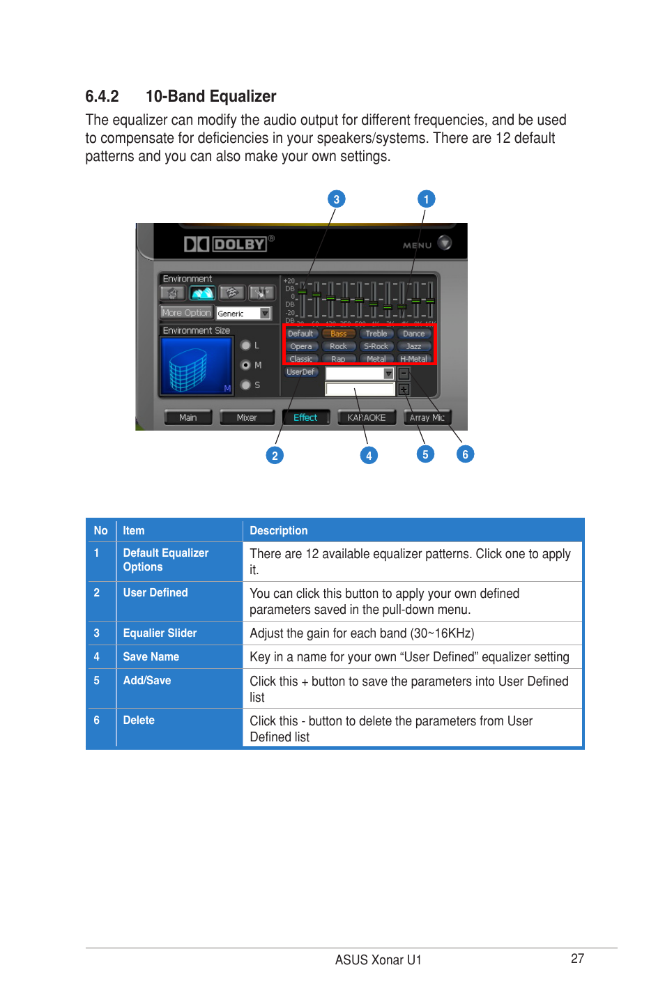 2 10-band equalizer | Asus Xonar U1 User Manual | Page 33 / 48