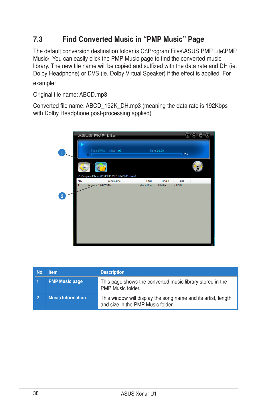 3 find converted music in “pmp music” page | Asus Xonar U1 User Manual | Page 44 / 48
