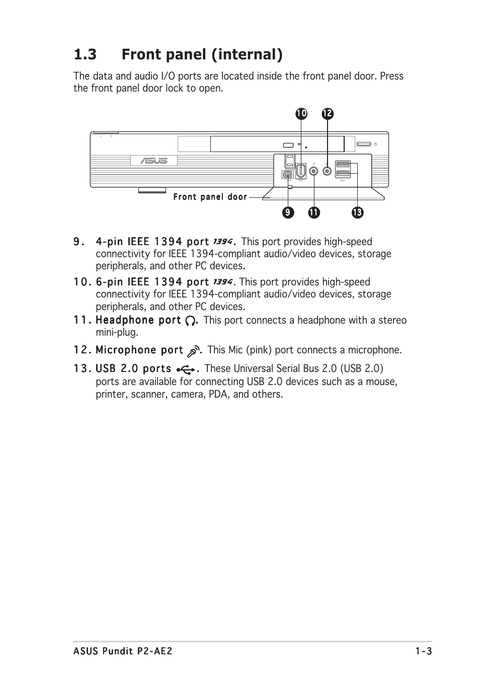 3 front panel (internal) | Asus Pundit P2-AE2 User Manual | Page 13 / 90