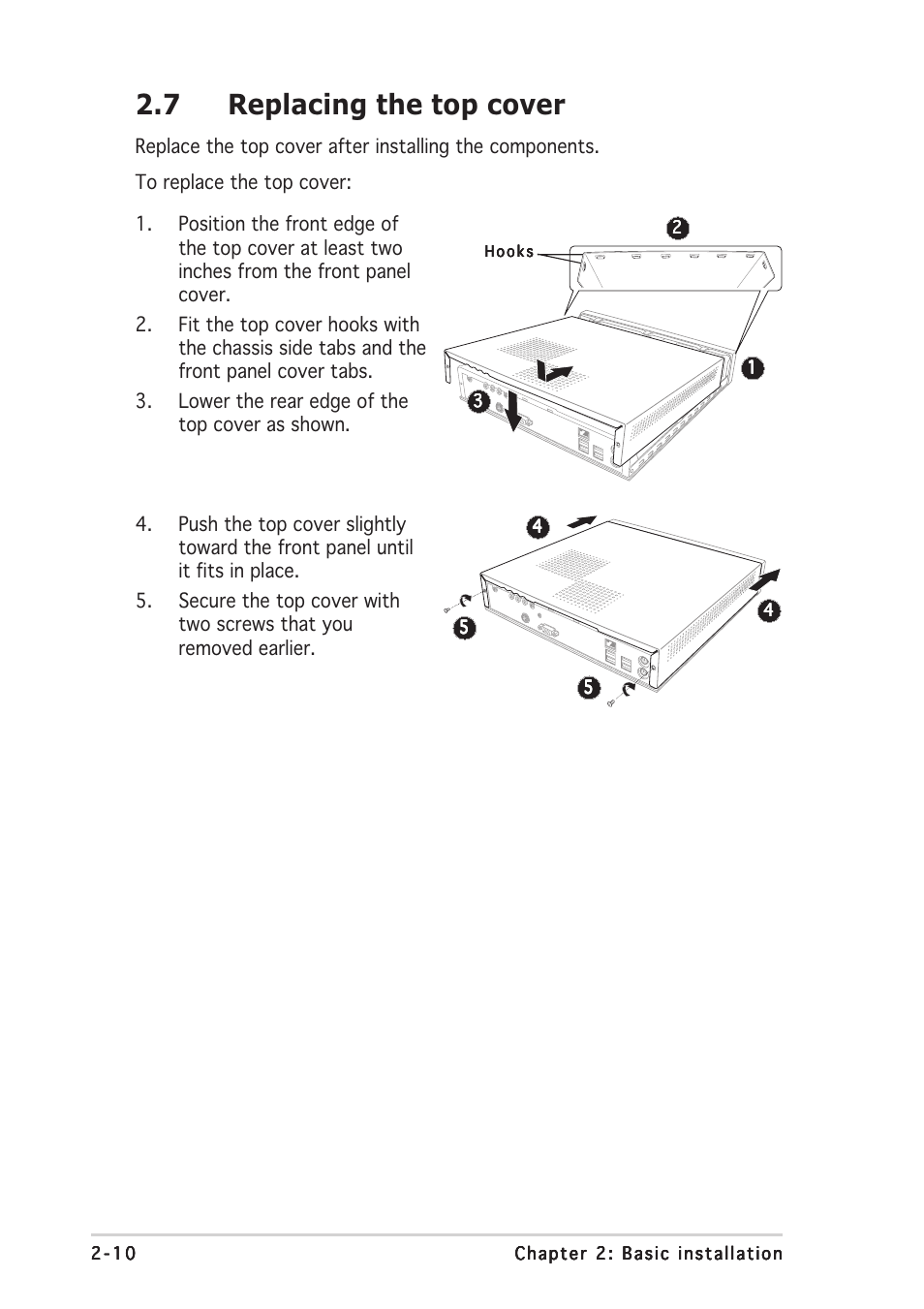 7 replacing the top cover | Asus Pundit P2-AE2 User Manual | Page 26 / 90