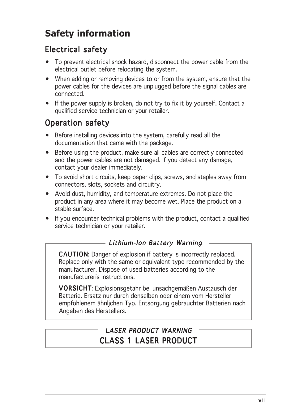 Safety information | Asus Pundit P2-AE2 User Manual | Page 7 / 90