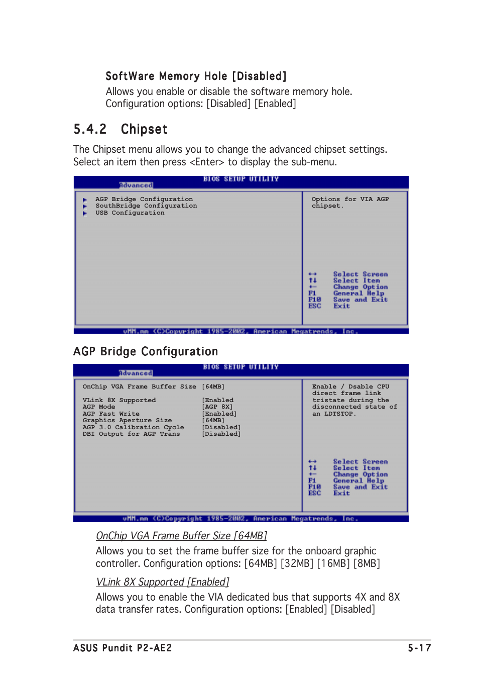 2 chipset chipset chipset chipset chipset, Agp bridge configuration | Asus Pundit P2-AE2 User Manual | Page 73 / 90