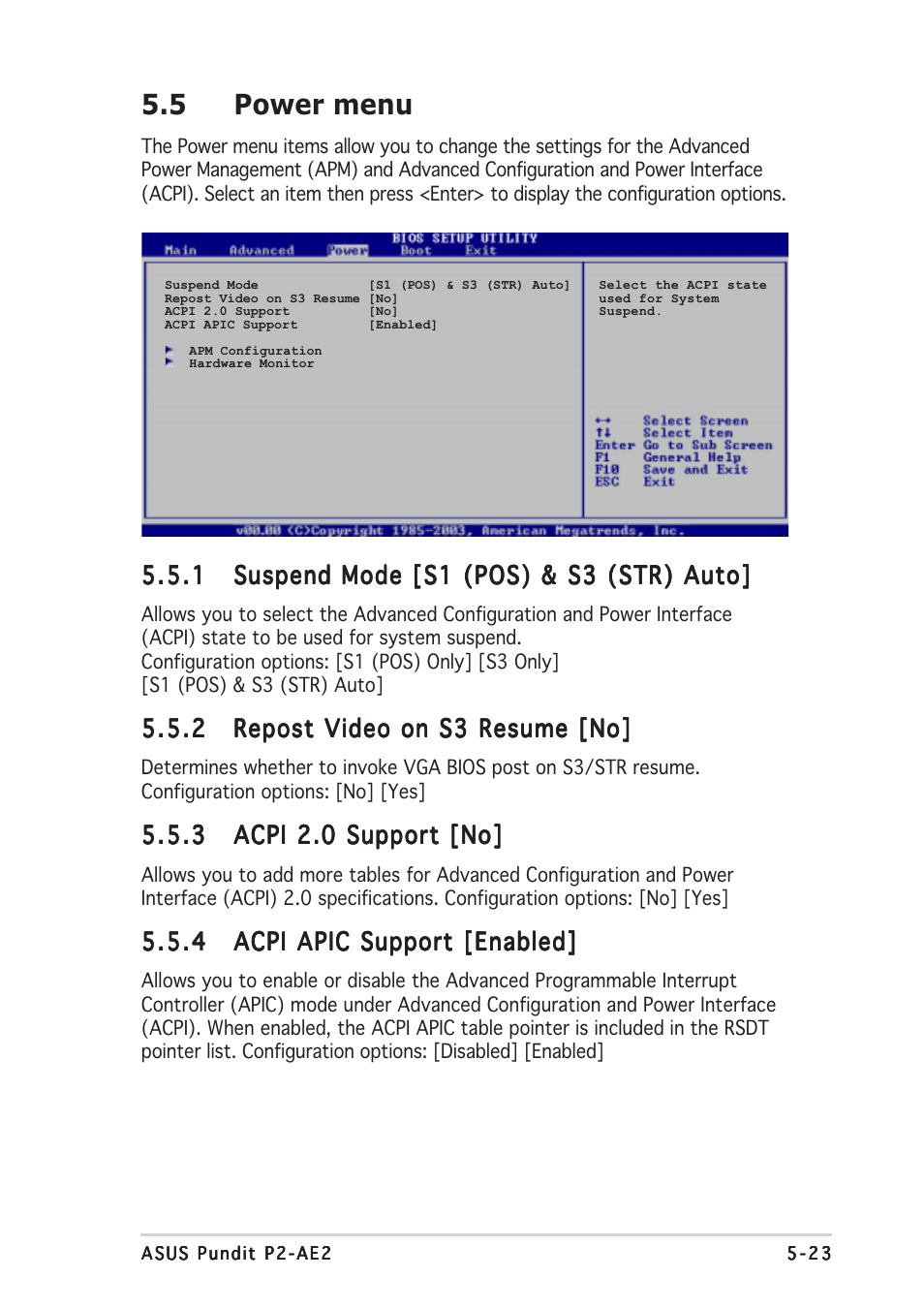 5 power menu | Asus Pundit P2-AE2 User Manual | Page 79 / 90