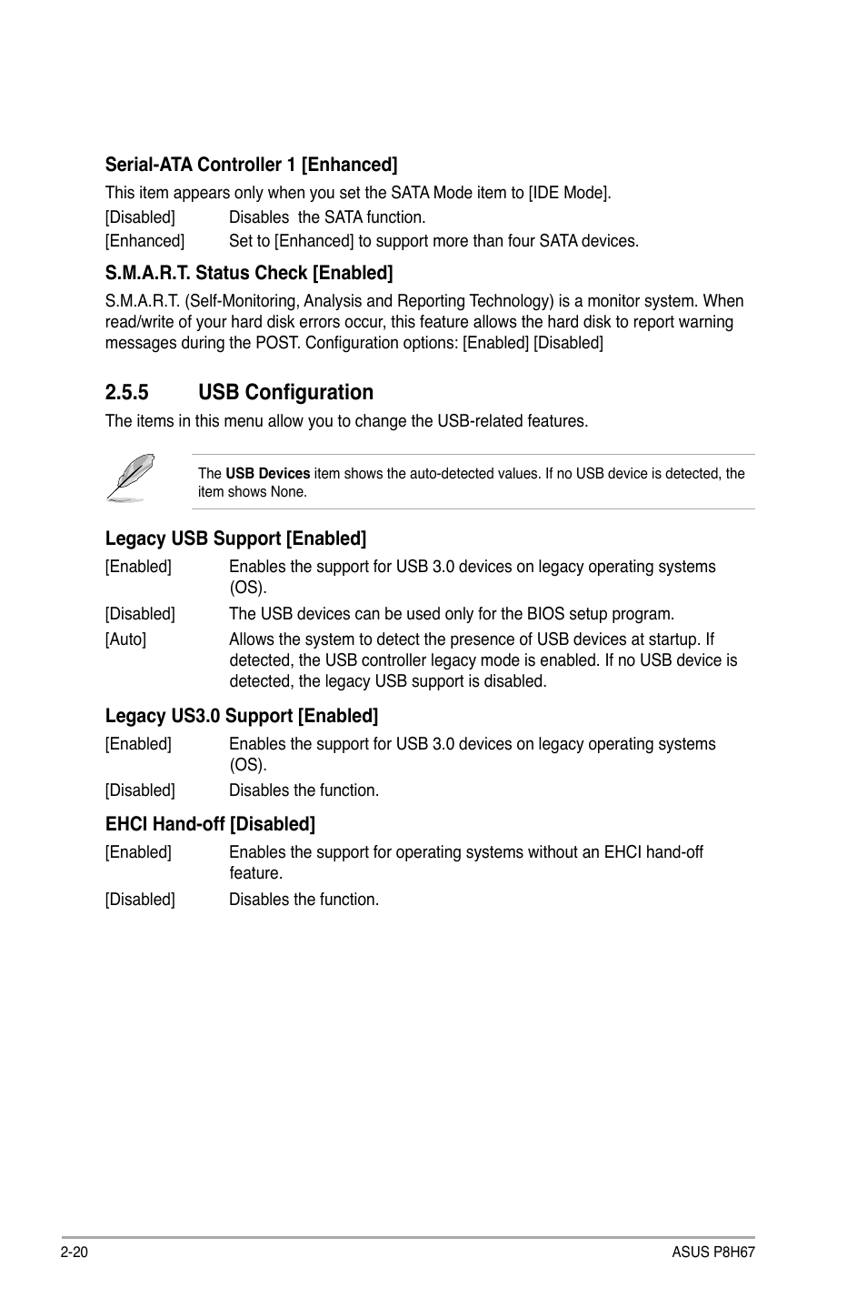 5 usb configuration, Usb configuration -20 | Asus P8H67 User Manual | Page 68 / 80