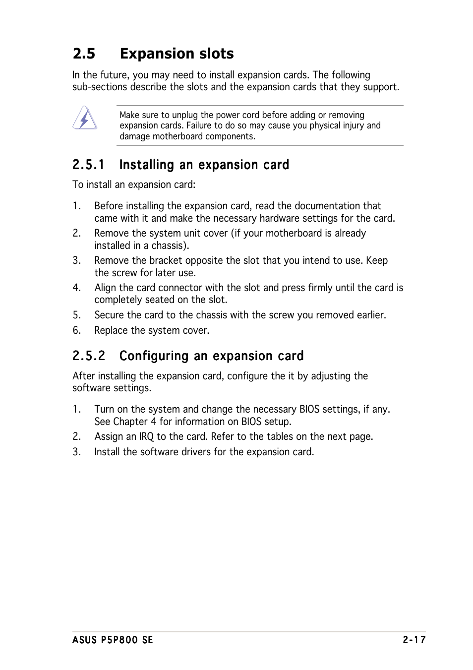 5 expansion slots | Asus P5P800 SE User Manual | Page 37 / 116