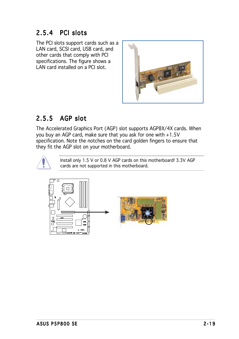 5 agp slot agp slot agp slot agp slot agp slot | Asus P5P800 SE User Manual | Page 39 / 116