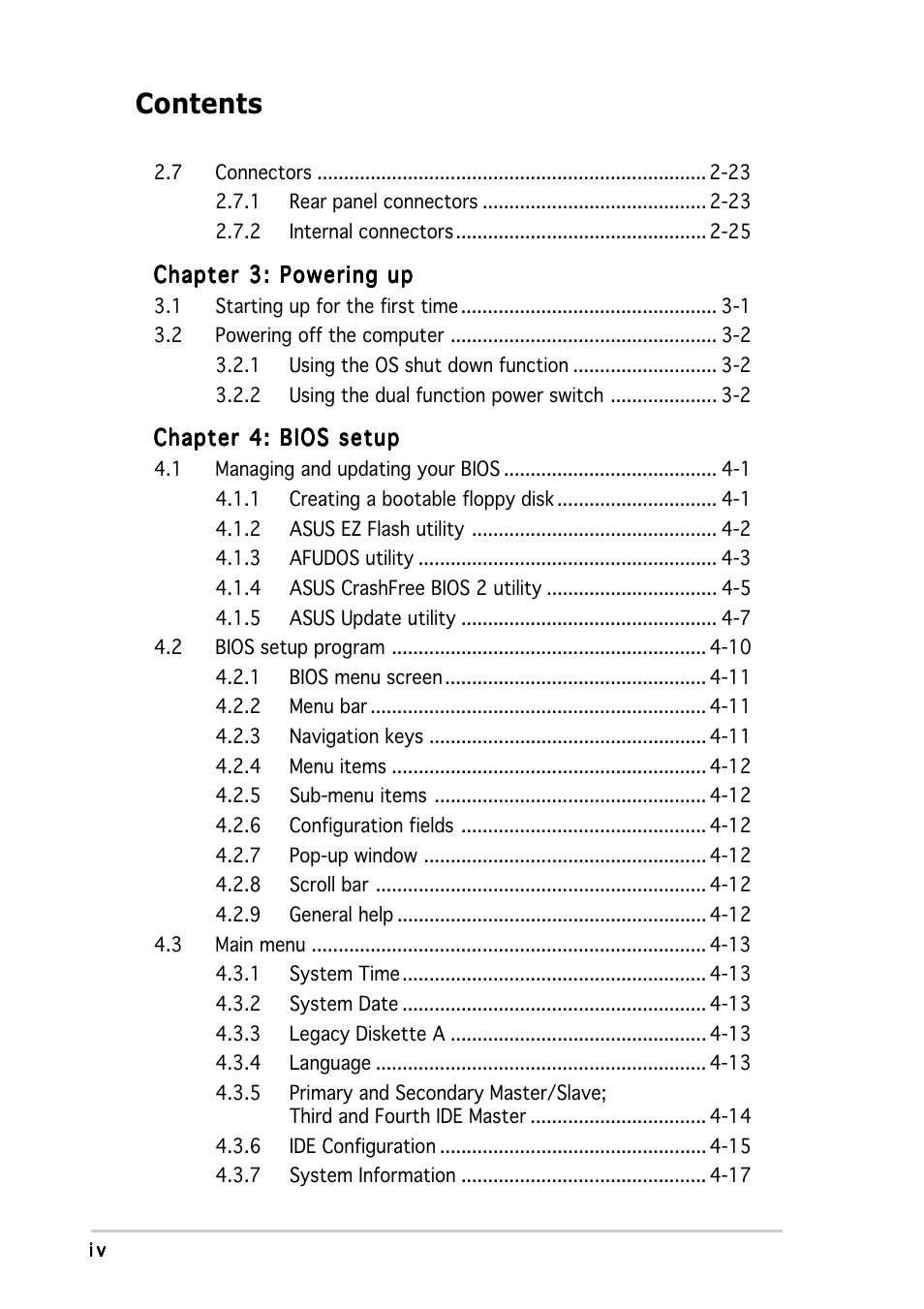 Asus P5P800 SE User Manual | Page 4 / 116