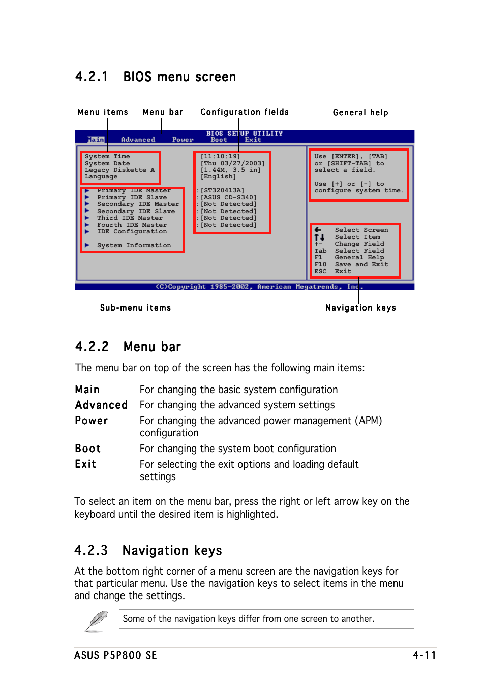 2 menu bar menu bar menu bar menu bar menu bar | Asus P5P800 SE User Manual | Page 71 / 116