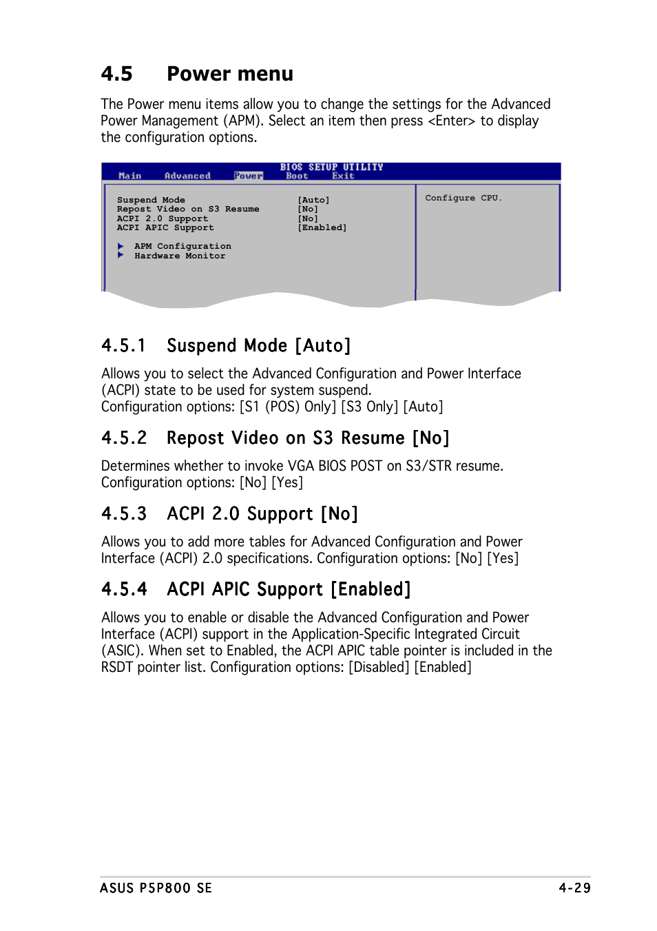 5 power menu | Asus P5P800 SE User Manual | Page 89 / 116