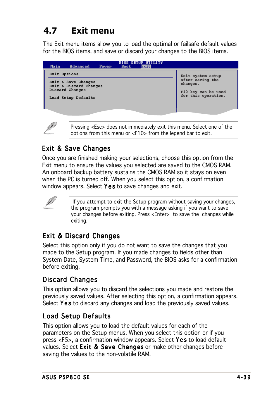 7 exit menu | Asus P5P800 SE User Manual | Page 99 / 116