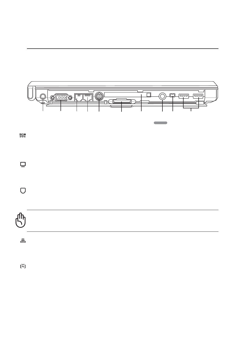 Left side, Knowing the parts, Modem port | Display (monitor) output, Power (dc) input, Tv output | Asus W1Gc User Manual | Page 21 / 76