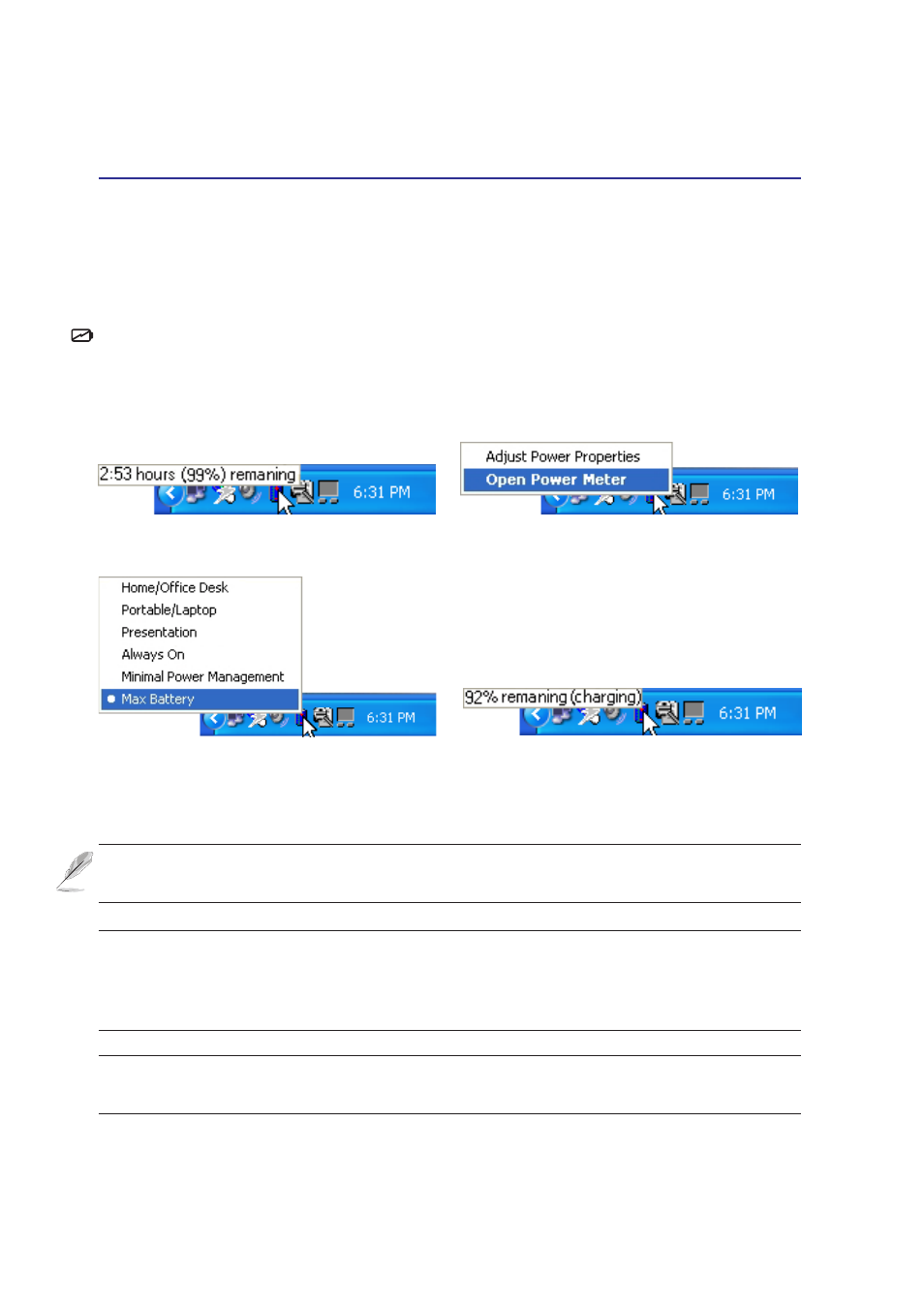 Using battery power | Asus W1Gc User Manual | Page 55 / 76