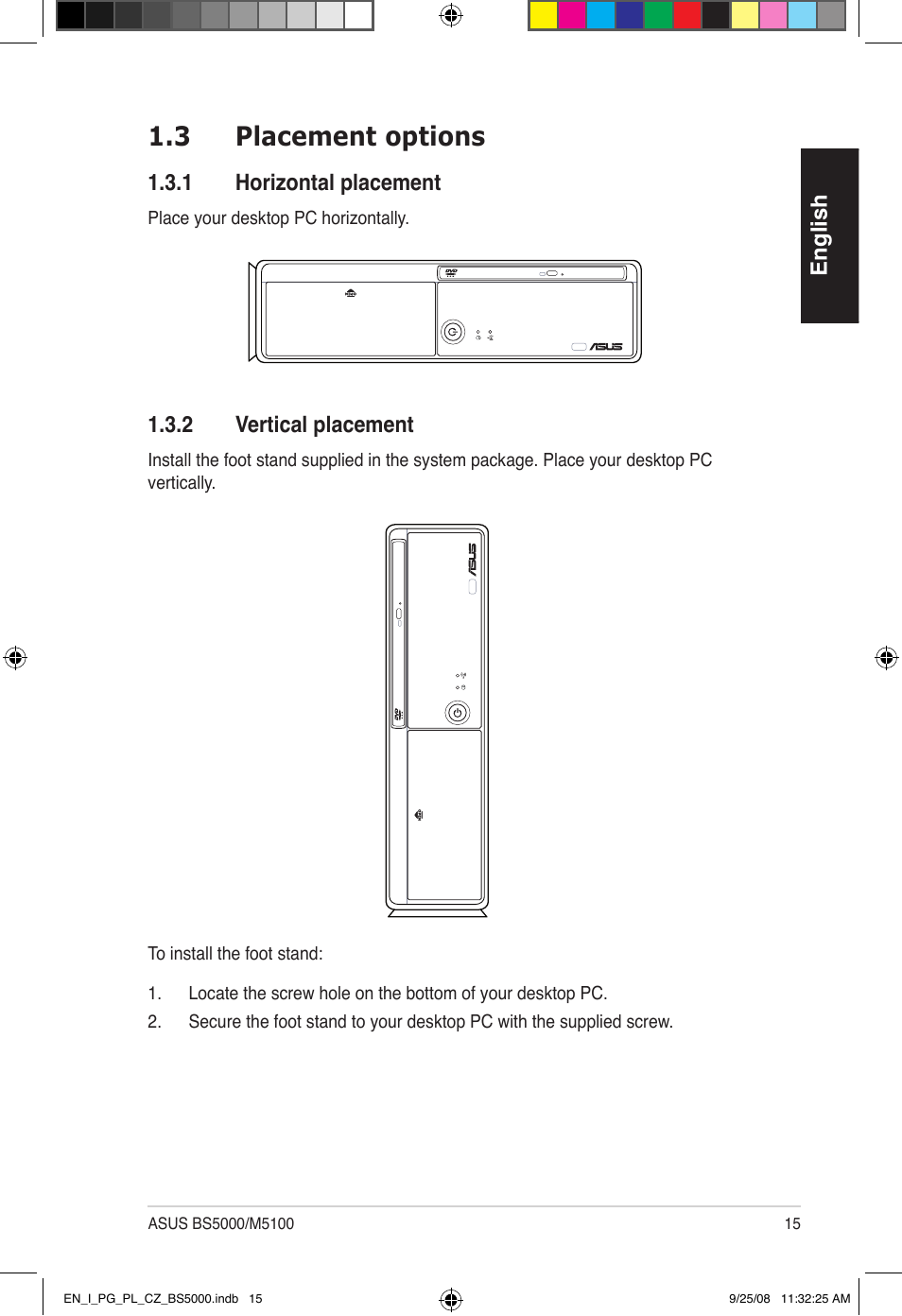 3 placement options | Asus BS5000 User Manual | Page 16 / 148