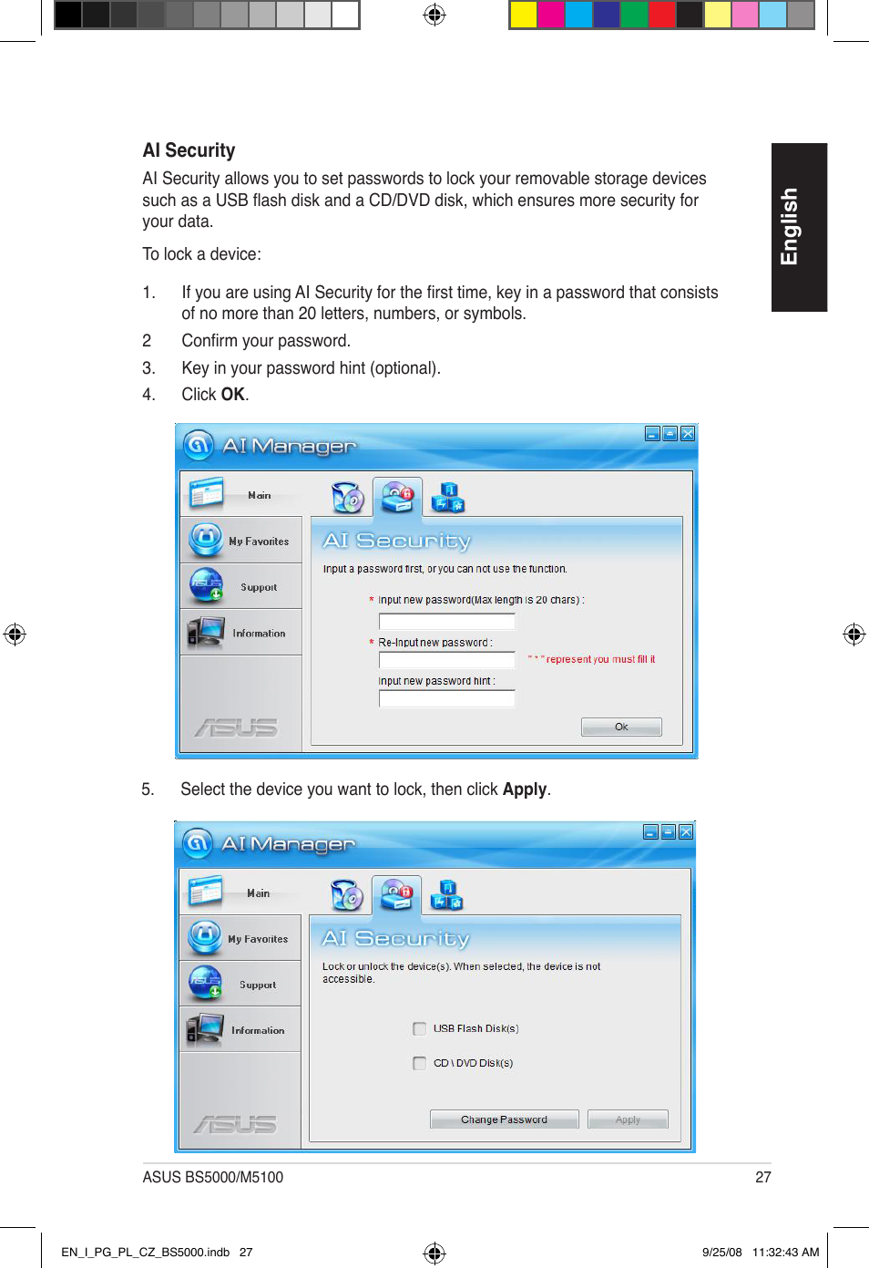 English | Asus BS5000 User Manual | Page 28 / 148