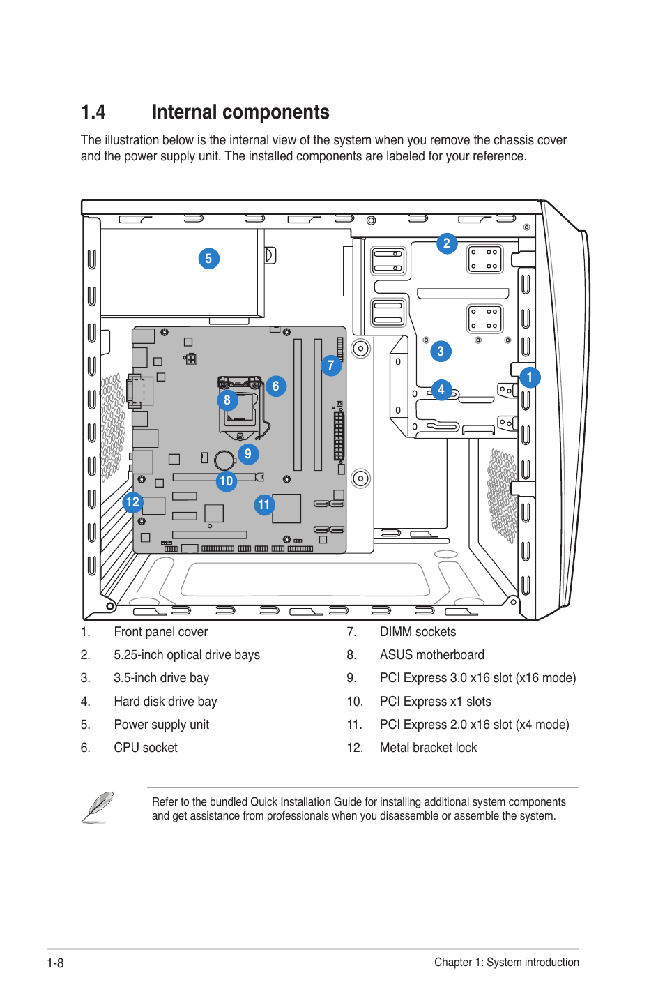 4 internal components, 4 internal components -8 | Asus V9-P8H77E User Manual | Page 18 / 90
